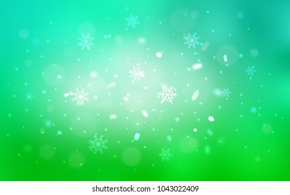 Light Green vector pattern with christmas snowflakes. Modern geometrical abstract illustration with crystals of ice. The template can be used as a new year background.