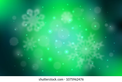 Light Green vector pattern with christmas snowflakes. Glitter abstract illustration with crystals of ice. The pattern can be used for year new  websites.