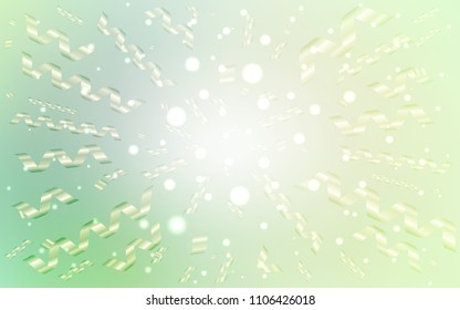 Light Green vector pattern with christmas ribbons. Blurred decorative design in anniversary style with confetti. The pattern can be used for carnival, festival leaflets.