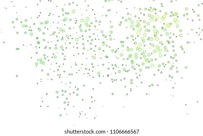 Light Green vector pattern with christmas stars. Decorative shining illustration with stars on abstract template. Smart design for your business advert.