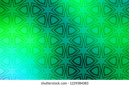 Light Green vector pattern with christmas stars. Blurred decorative design in simple style with stars. Template for sell phone backgrounds.