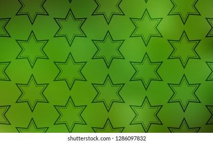 Light Green vector pattern with christmas stars. Stars on blurred abstract background with gradient. Pattern for new year ad, booklets.