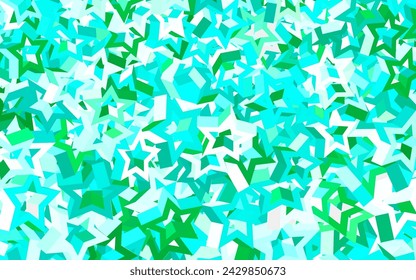 Light Green vector pattern with christmas stars. Shining colored illustration with stars. Best design for your ad, poster, banner.