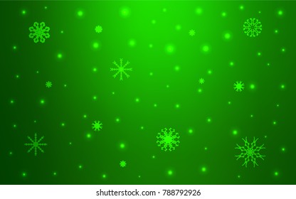 Light Green vector pattern with christmas snowflakes. Decorative shining illustration with snow on abstract template. The pattern can be used for new year leaflets.