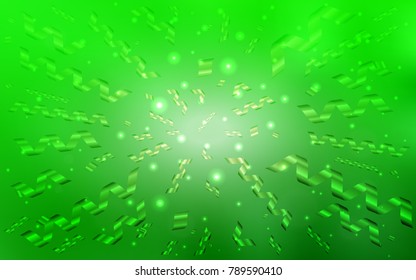 Light Green vector pattern with christmas ribbons. Glitter abstract illustration with colorful confetti, ribbons. New design for ad, poster, banner of your Party.