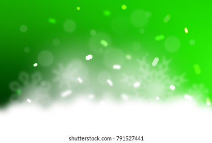 Light Green vector pattern with christmas snowflakes. Decorative shining illustration with snow on abstract template. The pattern can be used for new year ad, booklets.