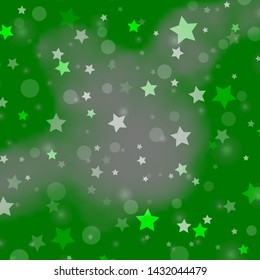 Light Green vector pattern with circles, stars. Abstract illustration with colorful shapes of circles, stars. Pattern for design of fabric, wallpapers.