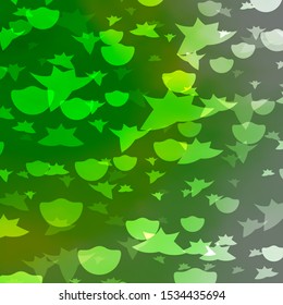 Light Green vector pattern with circles, stars. Illustration with set of colorful abstract spheres, stars. Pattern for design of fabric, wallpapers.