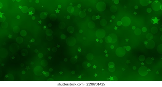 Light Green vector pattern with circles, stars. Colorful illustration with gradient dots, stars. Texture for window blinds, curtains.
