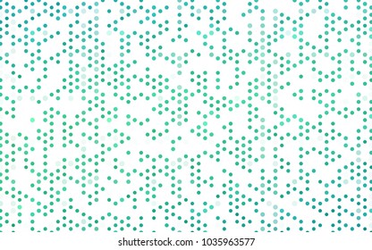 Light Green vector pattern with colored spheres. Geometric sample of repeating circles on white background in halftone style.