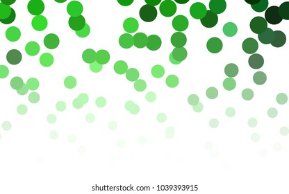 Light Green vector pattern with colored spheres. Geometric sample of repeating circles on white background in halftone style.