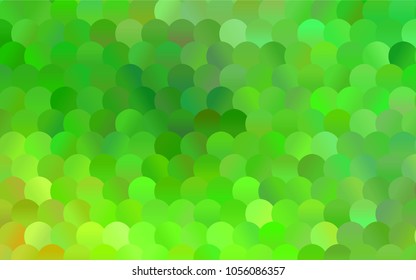 Light Green vector pattern with colored spheres. Geometric sample of repeating circles on white background in halftone style.