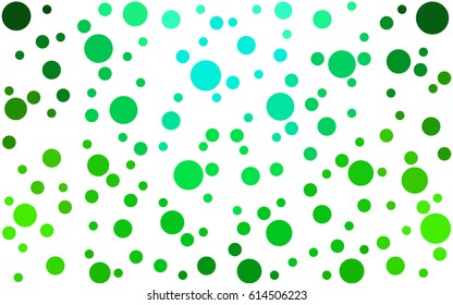 Light Green vector pattern with colored spheres. Geometric sample of repeating circles on white background in halftone style.