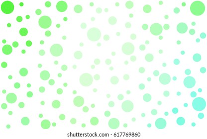 Light Green vector pattern with colored spheres. Geometric sample of repeating circles on white background in halftone style.