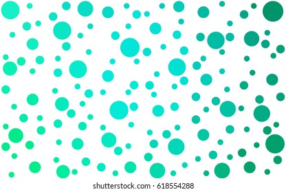Light Green vector pattern with colored spheres. Geometric sample of repeating circles on white background in halftone style.