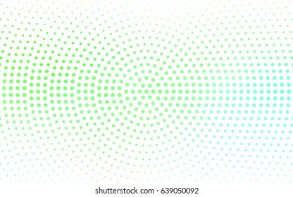 Light Green vector pattern with colored spheres. Geometric sample of repeating circles on white background in halftone style.