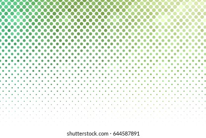 Light Green vector pattern with colored spheres. Geometric sample of repeating circles on white background in halftone style.