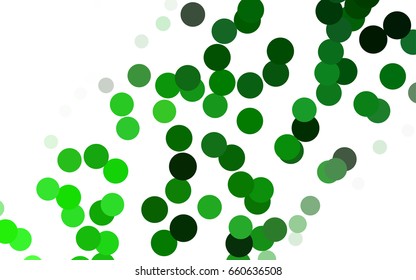 Light Green vector pattern with colored spheres. Geometric sample of repeating circles on white background in halftone style.