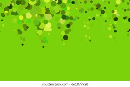 Light Green vector pattern with colored spheres. Geometric sample of repeating circles on white background in halftone style.