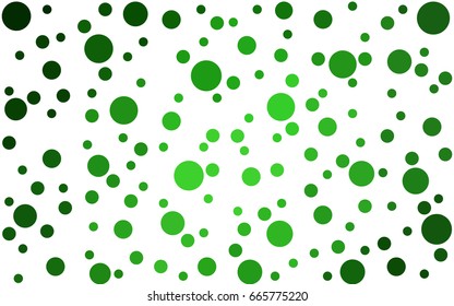 Light Green vector pattern with colored spheres. Geometric sample of repeating circles on white background in halftone style.