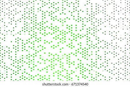 Light Green vector pattern with colored spheres. Geometric sample of repeating circles on white background in halftone style.