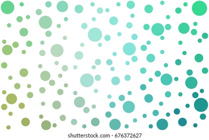 Light Green vector pattern with colored spheres. Geometric sample of repeating circles on white background in halftone style.