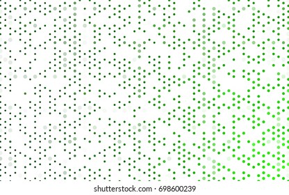 Light Green vector pattern with colored spheres. Geometric sample of repeating circles on white background in halftone style.