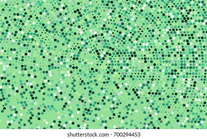 Light Green vector pattern with colored spheres. Geometric sample of repeating circles on white background in halftone style.