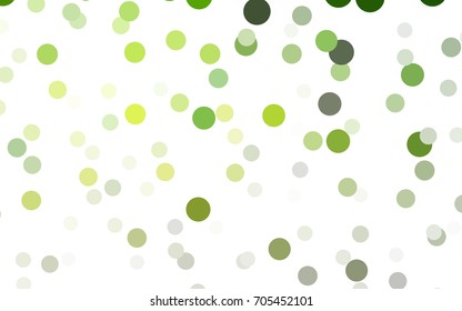 Light Green vector pattern with colored spheres. Geometric sample of repeating circles on white background in halftone style.