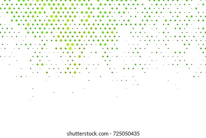 Light Green vector pattern with colored spheres. Geometric sample of repeating circles on white background in halftone style.