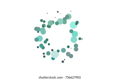 Light Green vector pattern with colored spheres. Geometric sample of repeating circles on white background in halftone style.