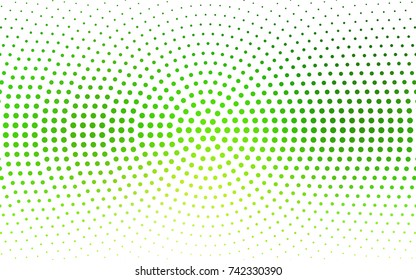 Light Green vector pattern with colored spheres. Geometric sample of repeating circles on white background in halftone style.