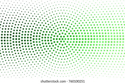 Light Green vector pattern with colored spheres. Geometric sample of repeating circles on white background in halftone style.