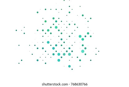Light Green vector pattern with colored spheres. Geometric sample of repeating circles on white background in halftone style.