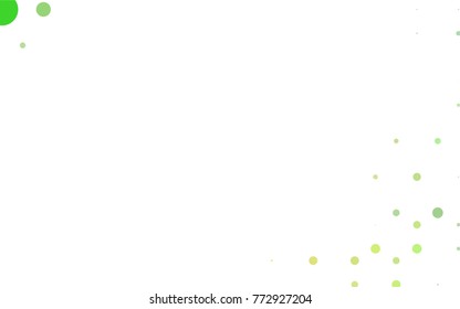 Light Green vector pattern with colored spheres. Geometric sample of repeating circles on white background in halftone style.