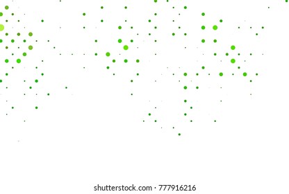 Light Green vector pattern with colored spheres. Geometric sample of repeating circles on white background in halftone style.