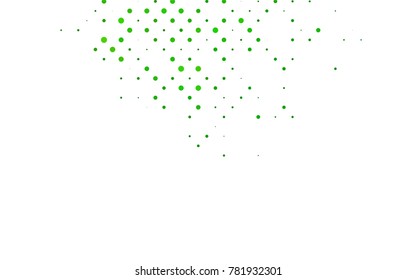 Light Green vector pattern with colored spheres. Geometric sample of repeating circles on white background in halftone style.