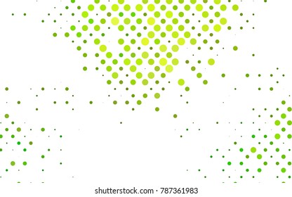 Light Green vector pattern with colored spheres. Geometric sample of repeating circles on white background in halftone style.