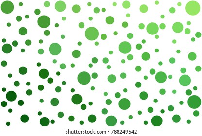 Light Green vector pattern with colored spheres. Geometric sample of repeating circles on white background in halftone style.