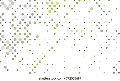Light Green vector pattern with colored spheres. Geometric sample of repeating circles on white background in halftone style.