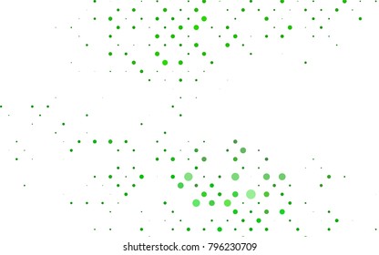 Light Green vector pattern with colored spheres. Geometric sample of repeating circles on white background in halftone style.