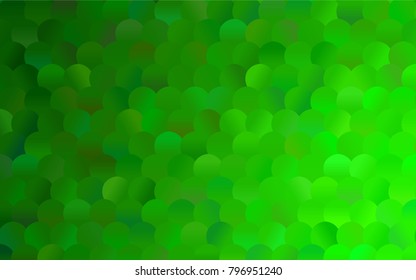 Light Green vector pattern with colored spheres. Geometric sample of repeating circles on white background in halftone style.
