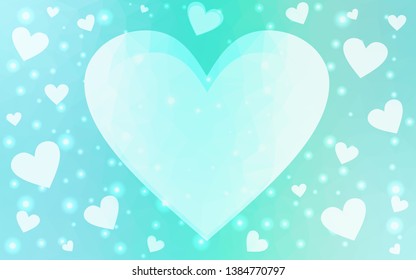 Light Green vector  pattern with colorful hearts. Blurred decorative design in doodle style with hearts. Design for your business advert of anniversary.