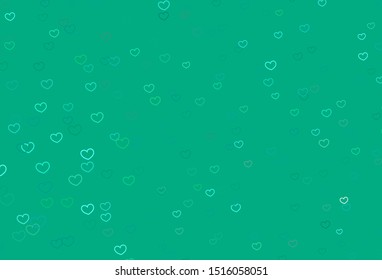 Light Green vector pattern with colorful hearts. Illustration with hearts in love concept for valentine's day. Design for your business advert of anniversary.