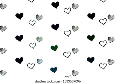 Light Green vector pattern with colorful hearts. Hearts on blurred abstract background with colorful gradient. Design for ad, poster, banner of Valentine Day.