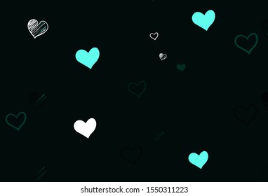 Light Green vector pattern with colorful hearts. Hearts on blurred abstract background with colorful gradient. Pattern for valentine's ad, booklets.