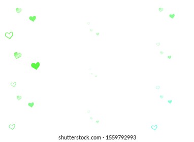 Light Green vector pattern with colorful hearts. Beautiful colored illustration with hearts in celebration style. Pattern for marriage gifts, congratulations.