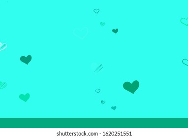 Light Green vector pattern with colorful hearts. Smart illustration with gradient hearts in valentine style. Pattern for carnival, festival romantic leaflets.