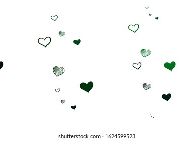 Light Green vector pattern with colorful hearts. Beautiful abstract hearts on colorful gradient background. Pattern for carnival, festival romantic leaflets.