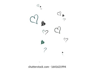 Light Green vector pattern with colorful hearts. Beautiful celebration style hearts on abstract illustration. Pattern for carnival, festival romantic leaflets.